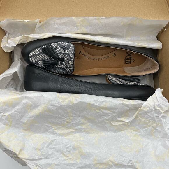 Sofft Black w White Tassel Animal Print Leather Bryce Loafer Size 6 M - Picture 14 of 16